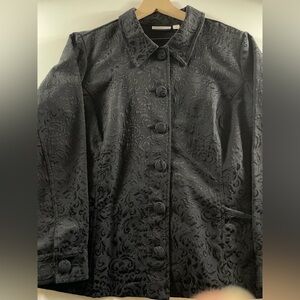 Croft & Barrow Black Textured Jacquard Button Jacket Holiday Size 1X NWT